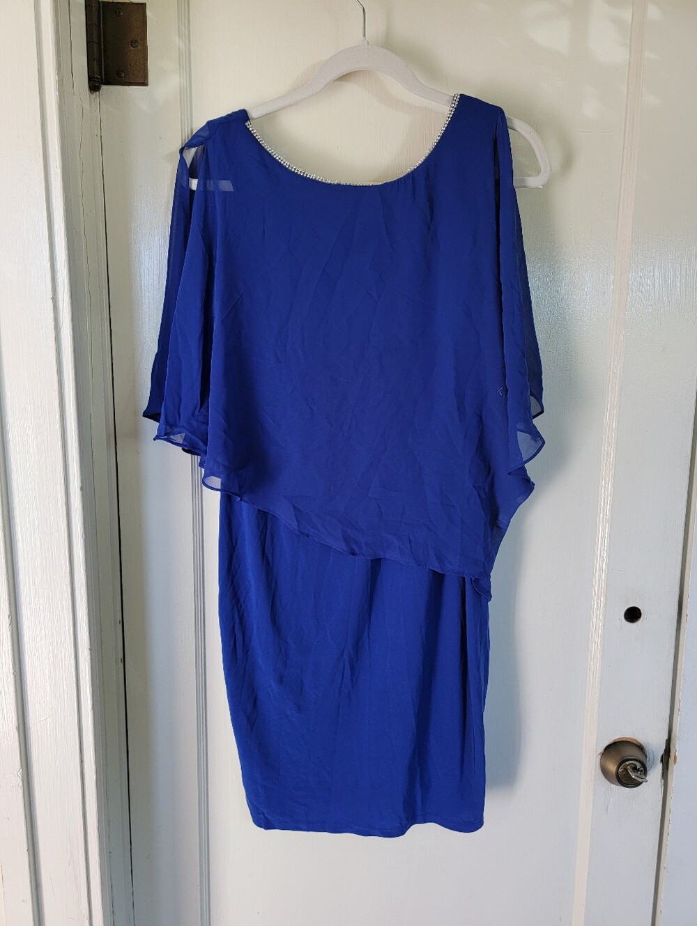 MSK Elegant Royal Blue Chiffon Overlay Dress